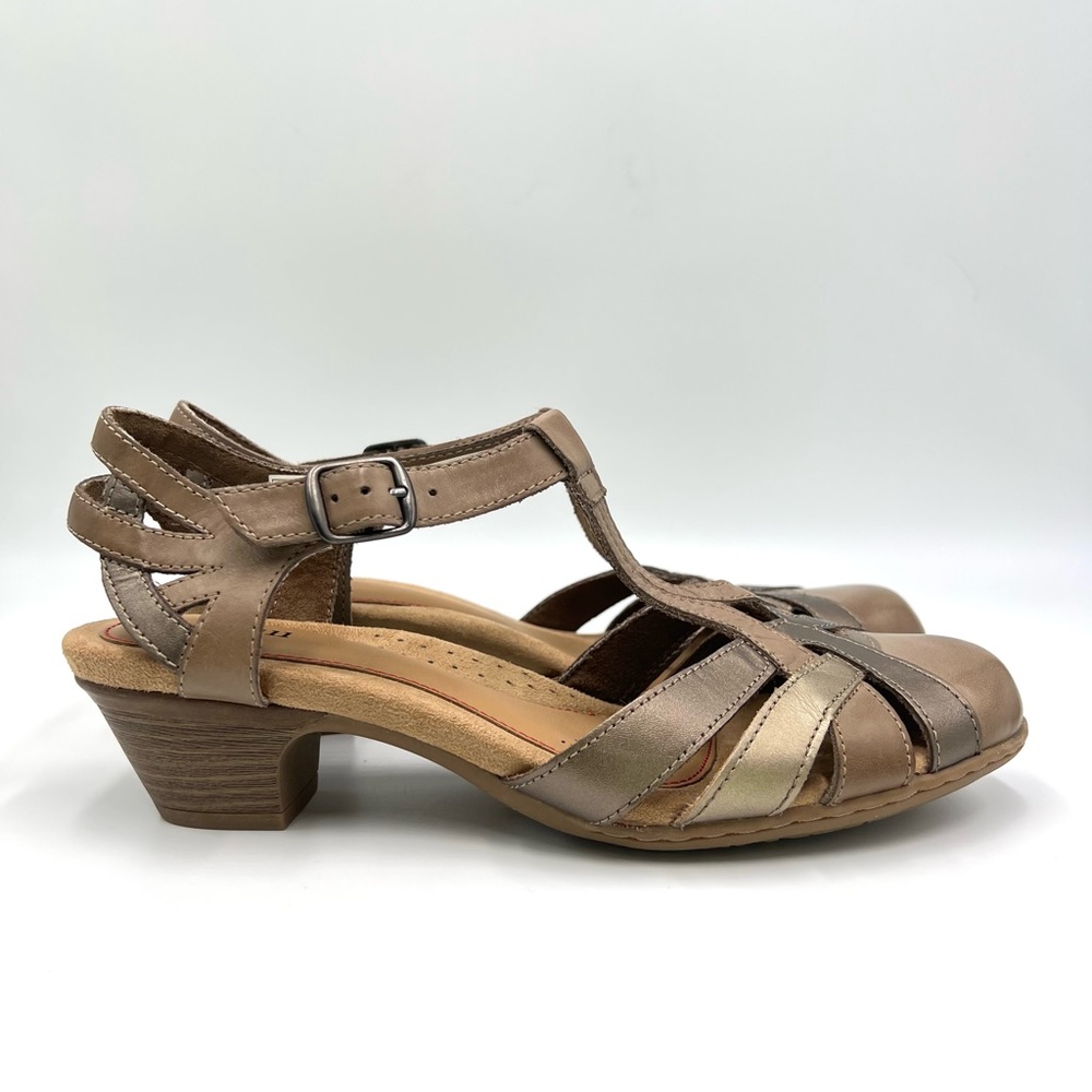8.5W 8.5 WIDE Cobb Hill Brown Leather Closed Toe Sandals Pumps Low Heels Shoes